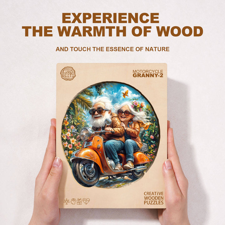 Motorcycle Granny-2 Wooden Jigsaw Puzzle