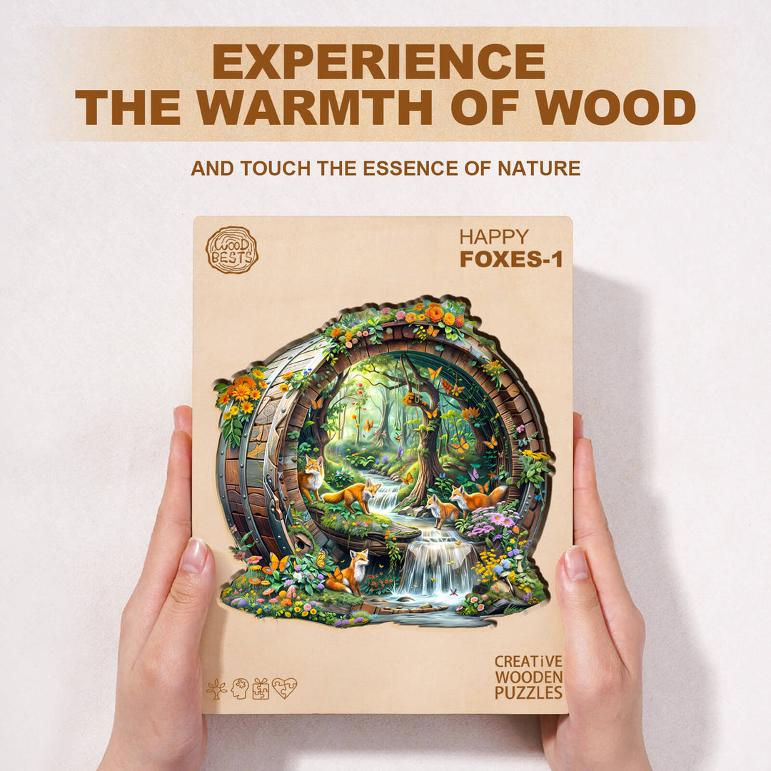 Happy foxes-1 Wooden Jigsaw Puzzle