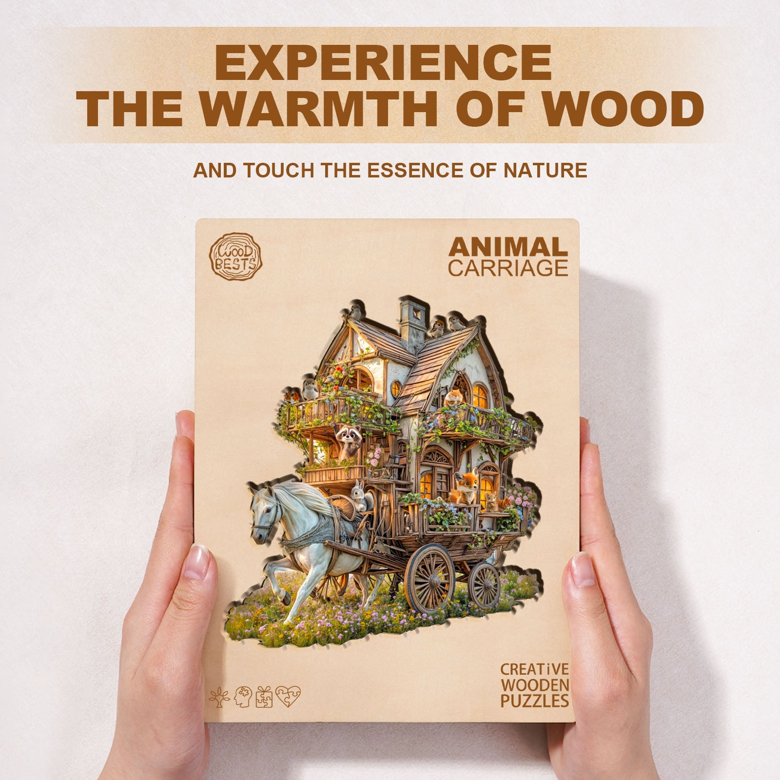 Tier-Kutsche Holzpuzzle