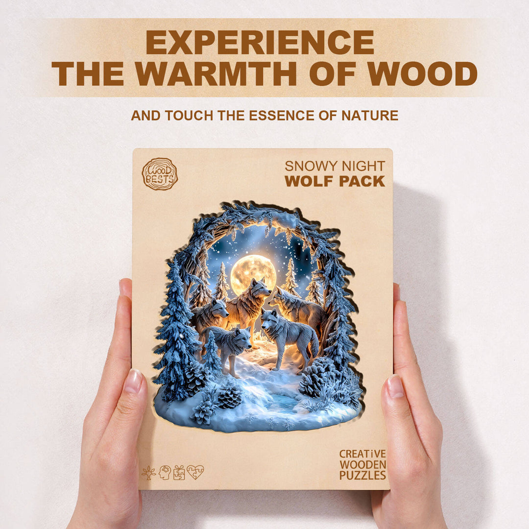 Schneenacht-Wölfe Holzpuzzle