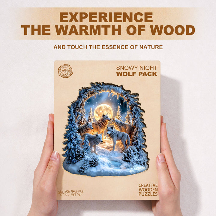 Schneenacht-Wölfe Holzpuzzle