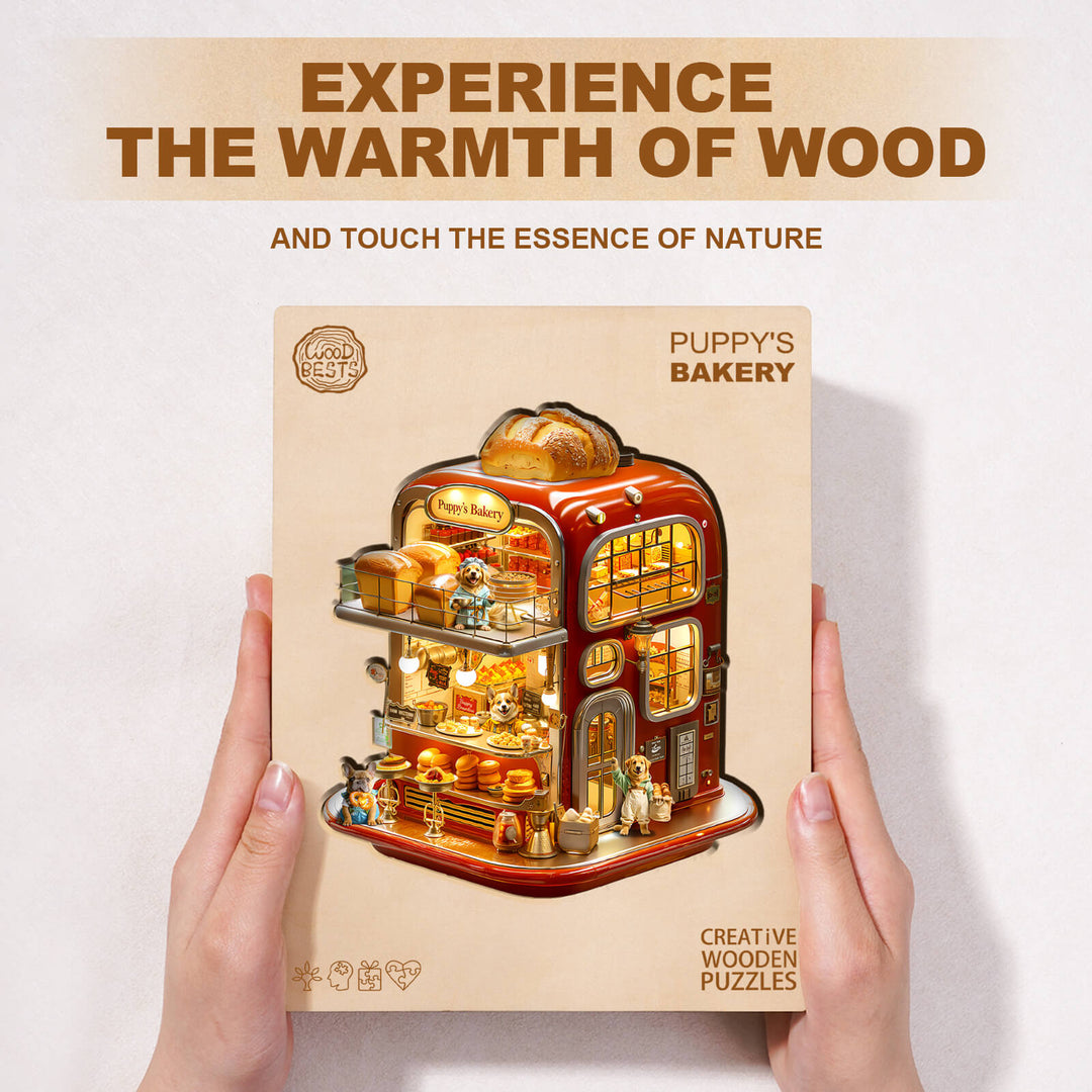 Welpen-Bäckerei-Holzpuzzle