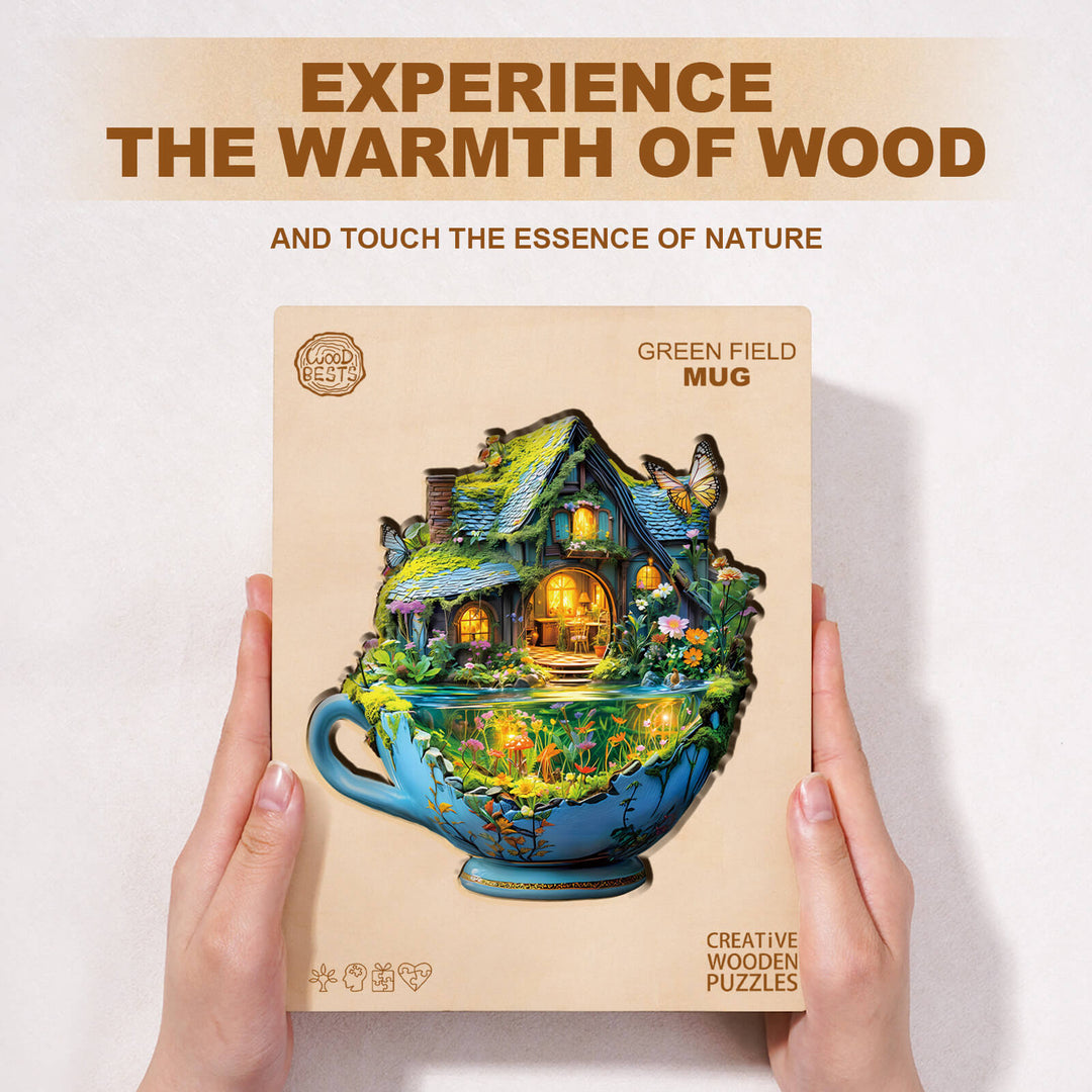 Grüne Feld-Tasse Holzpuzzle