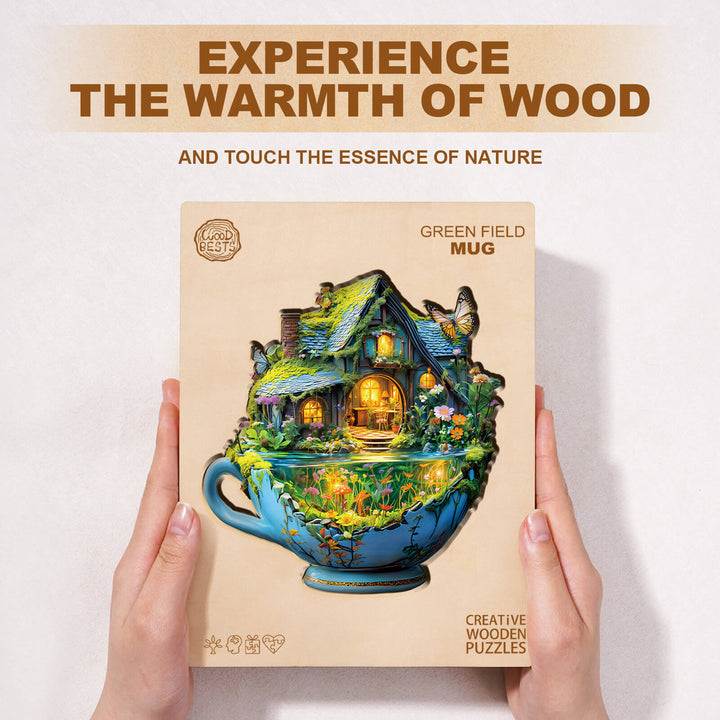 Grüne Feld-Tasse Holzpuzzle