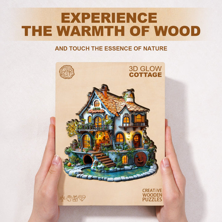 3D Glow Cottage Wooden Jigsaw Puzzle