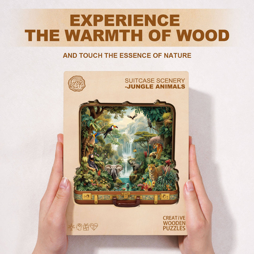 Kofferlandschaft – Dschungeltiere Holzpuzzle