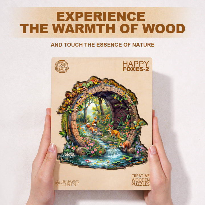 Happy foxes-2 Wooden Jigsaw Puzzle
