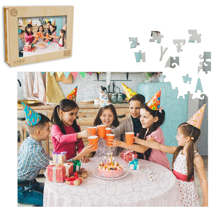 Personalisiertes Foto-Holzpuzzle – Geburtstags-Motiv