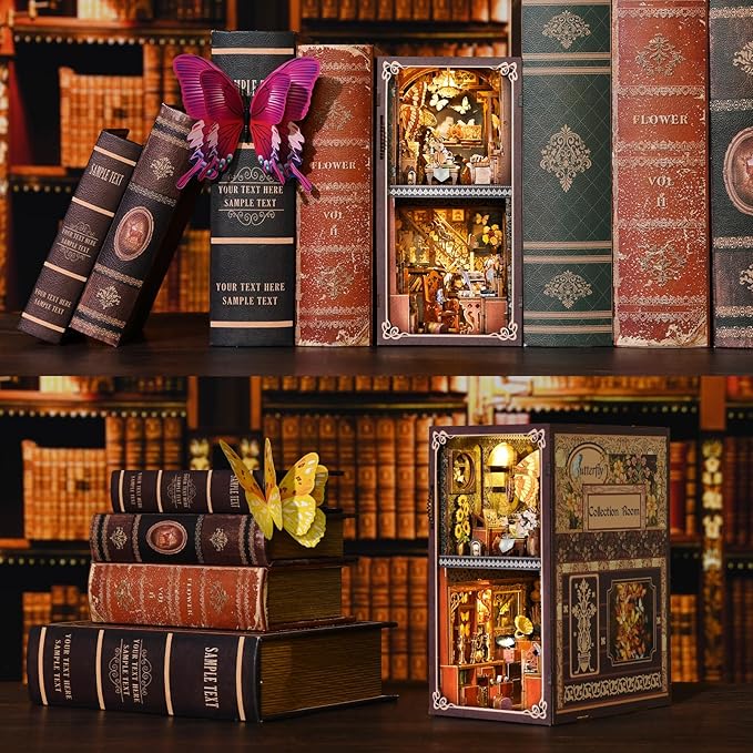 Schmetterlings-Sammelzimmer - 3D Bücherregal-Diorama zum Selberbauen