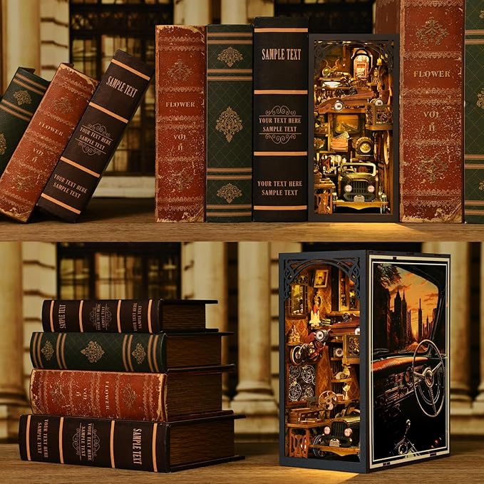 Rennfahrer-Werkstatt - 3D Bücherregal-Diorama zum Selberbauen