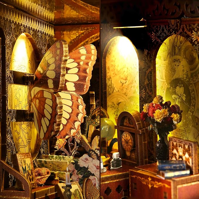 Schmetterlings-Sammelzimmer - 3D Bücherregal-Diorama zum Selberbauen