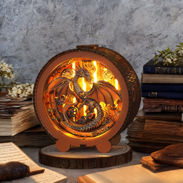 Mechanischer Drachen - 3D Holz Nachtlicht Bausatz
