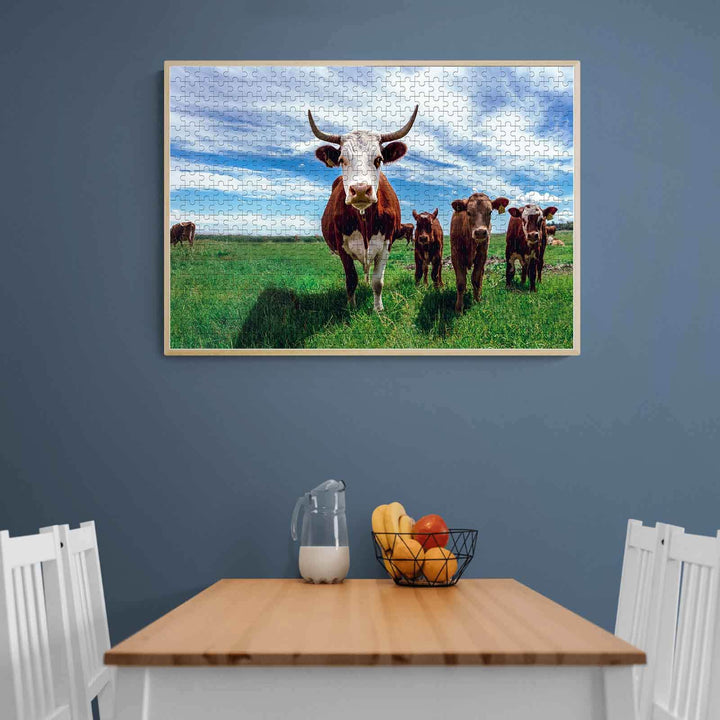 Cows on the Grassland 500 / 1000 Piece Puzzle - Woodbests