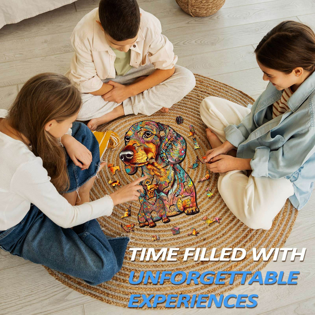 Dackel-Familie Holzpuzzle