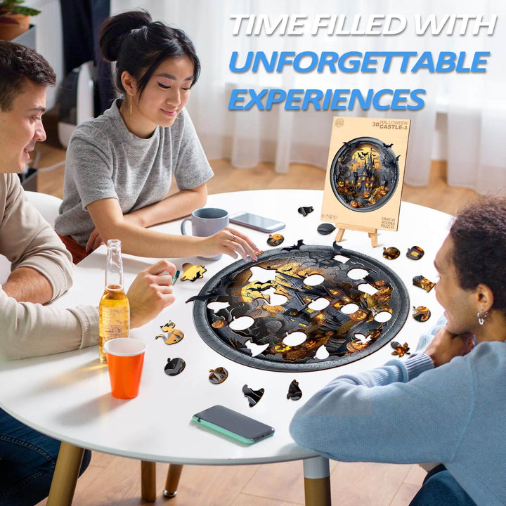 3D Halloween Castle-3 Wooden Jigsaw Puzzle - Woodbests