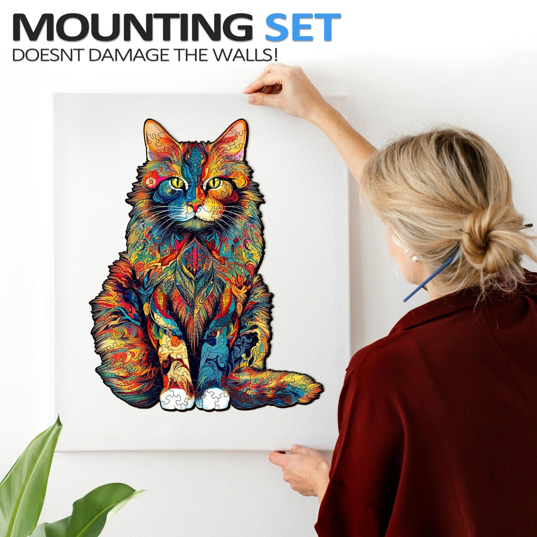 Majestätische Maine-Coon Holzpuzzle