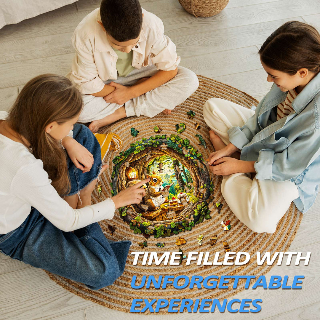 3D Squirrel in The Cave-1 Wooden Jigsaw Puzzle - By Woodbests