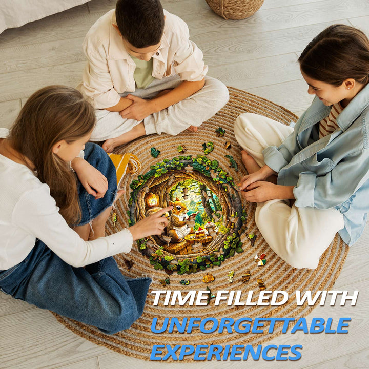 3D Squirrel in The Cave-1 Wooden Jigsaw Puzzle - By Woodbests