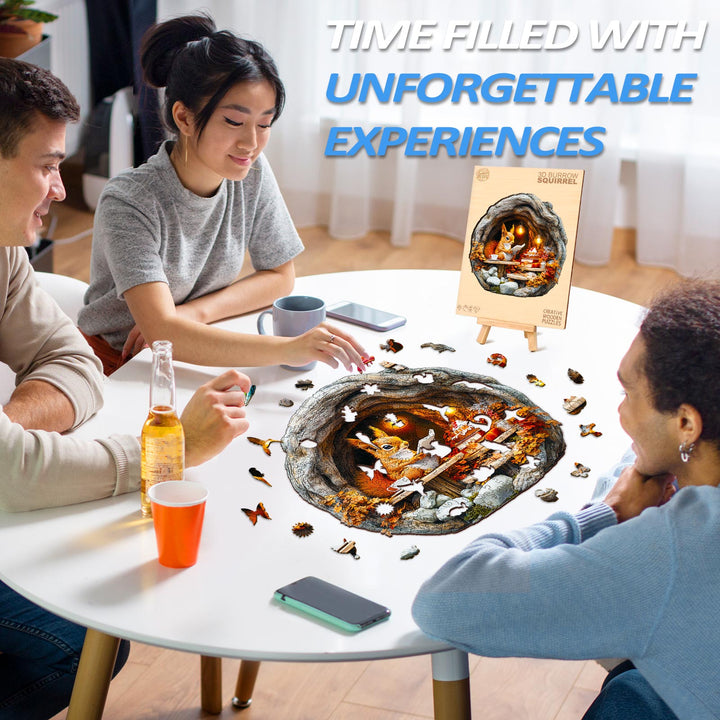 3D Burrow Squirrel Wooden Jigsaw Puzzle - By Woodbests