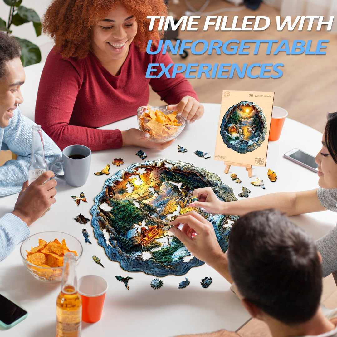 3D Winter Scene Wooden Jigsaw Puzzle - By Woodbests