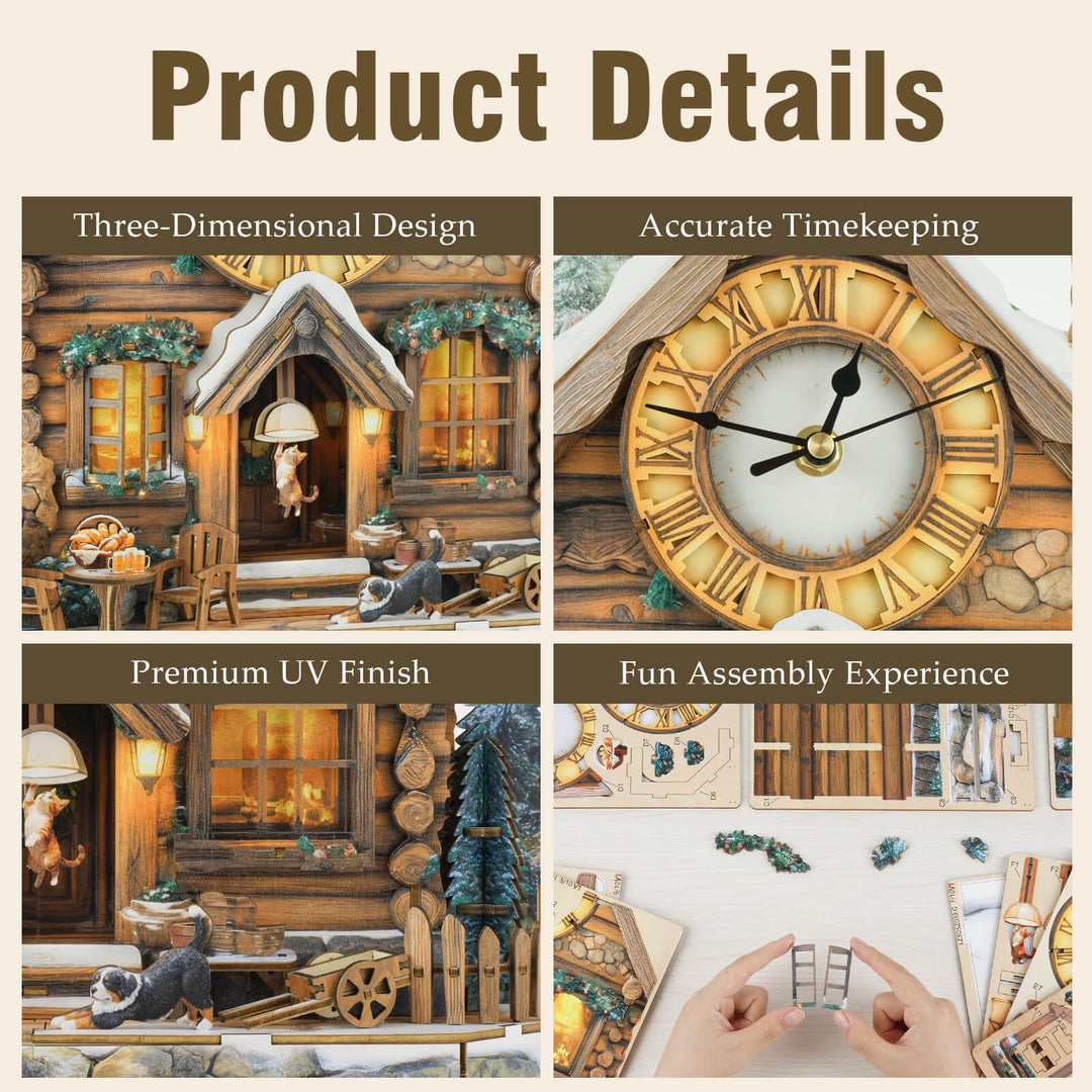 Schweizer Chalet – 3D Holzuhr Puzzle Bastelset