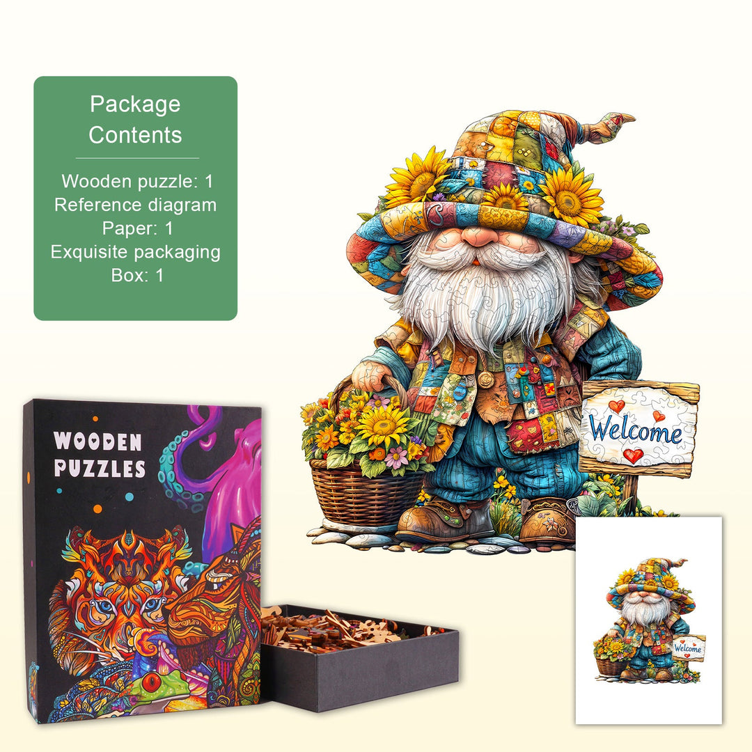 Sonnenblumen-Gartenzwerg Holzpuzzle