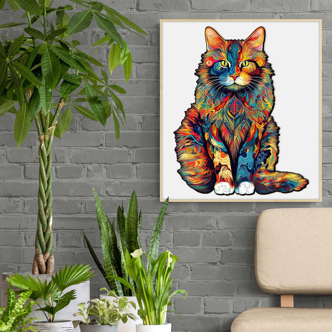 Majestätische Maine-Coon Holzpuzzle