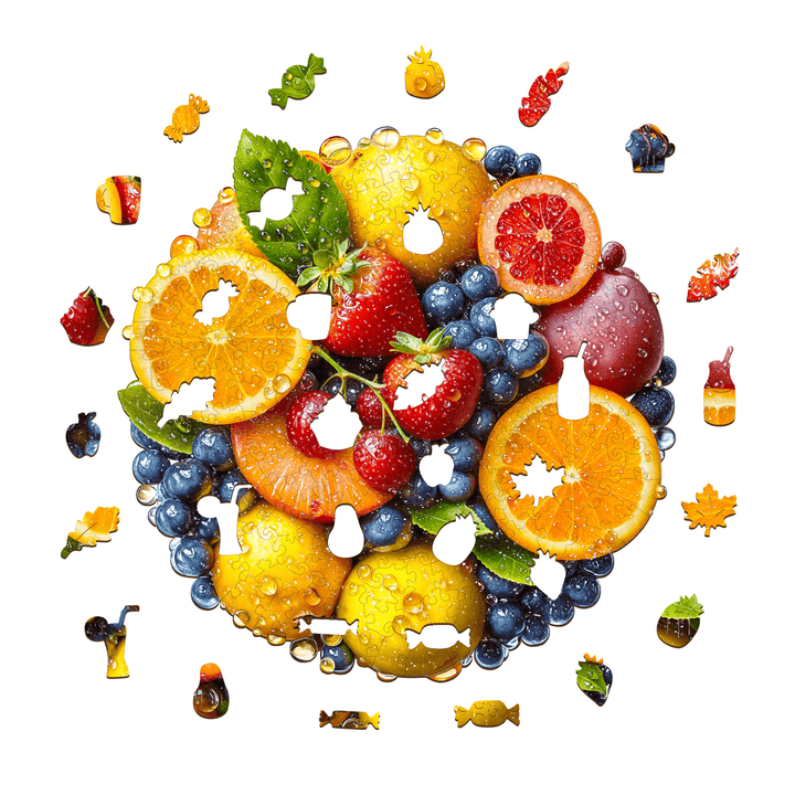 Buntes Obst Holzpuzzle