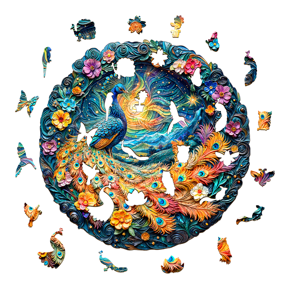 3D Aurora Peacock Wooden Jigsaw Puzzle - Woodbests