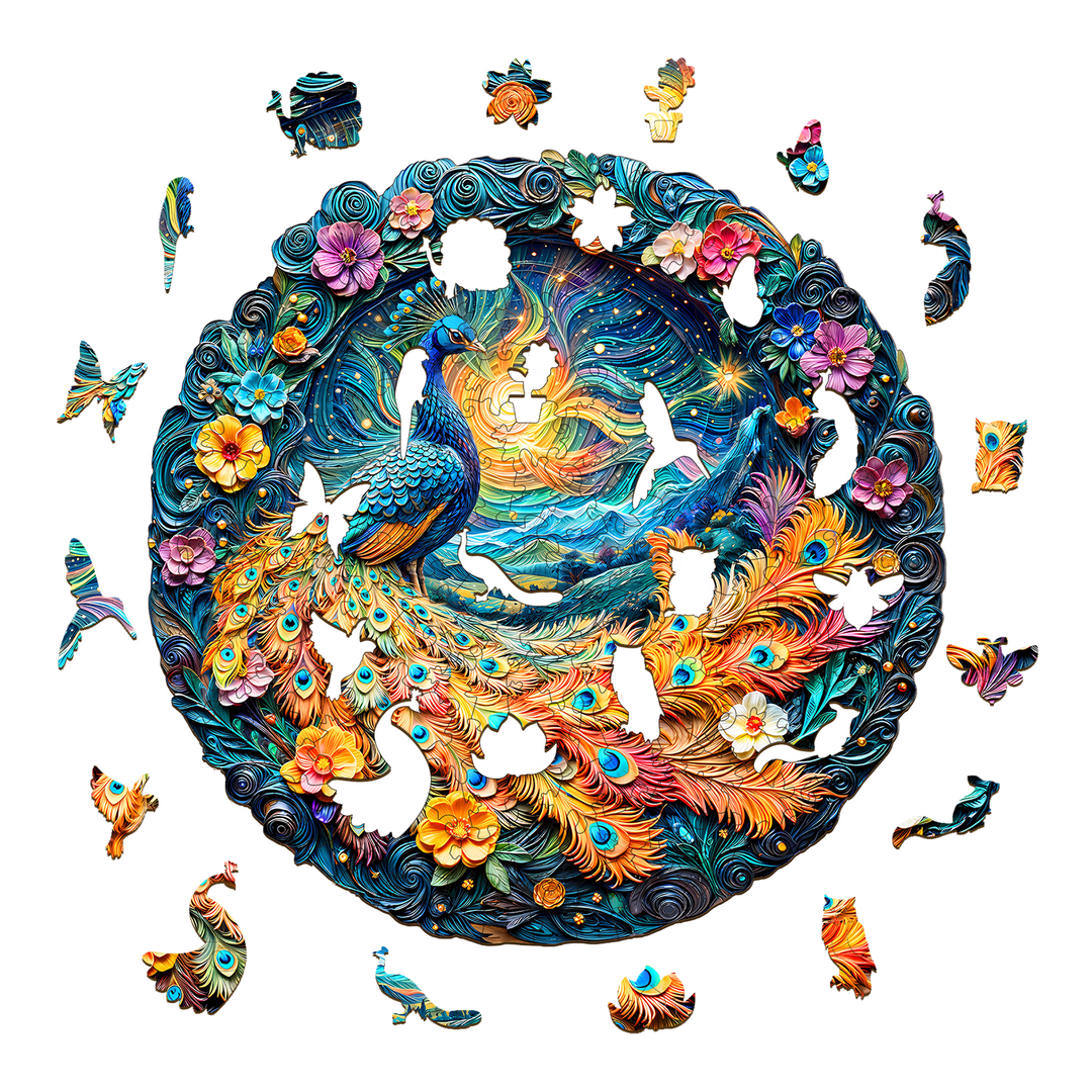 3D Aurora Peacock Wooden Jigsaw Puzzle - Woodbests