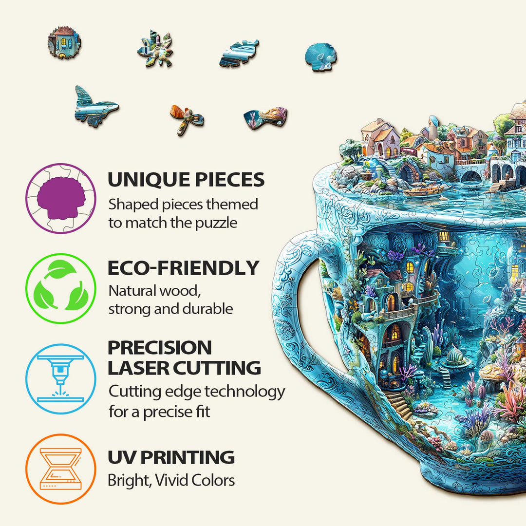 Meereswelt-Becher Holzpuzzle