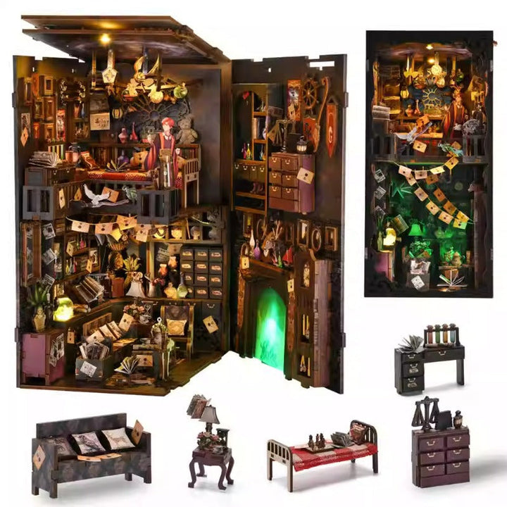 Zauberlehrlings-Labor - 3D Bücherregal-Diorama zum Selberbauen