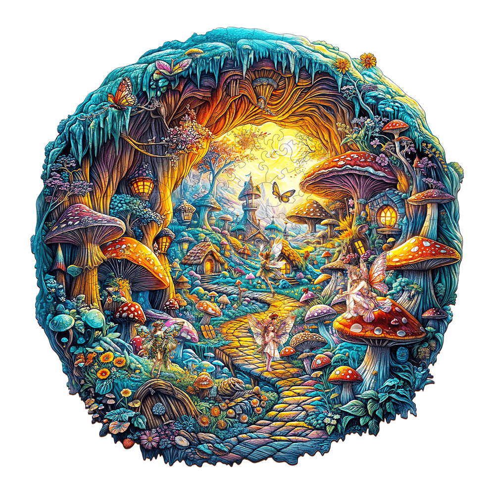 3D Mushroom Village Wooden Jigsaw Puzzle - By Woodbests