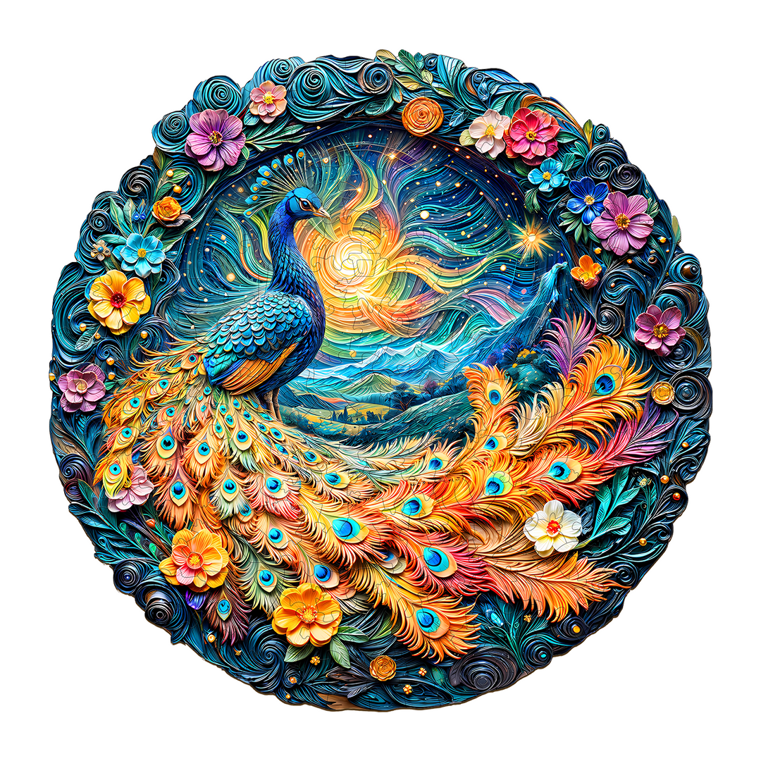 3D Aurora Peacock Wooden Jigsaw Puzzle - Woodbests