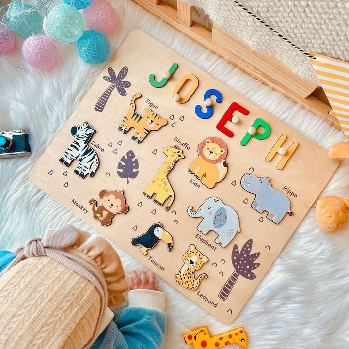 Personalisiertes Dschungeltier Namen Puzzle