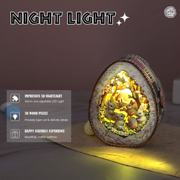 Osterei Geheimreich - 3D Holz Nachtlicht Bausatz