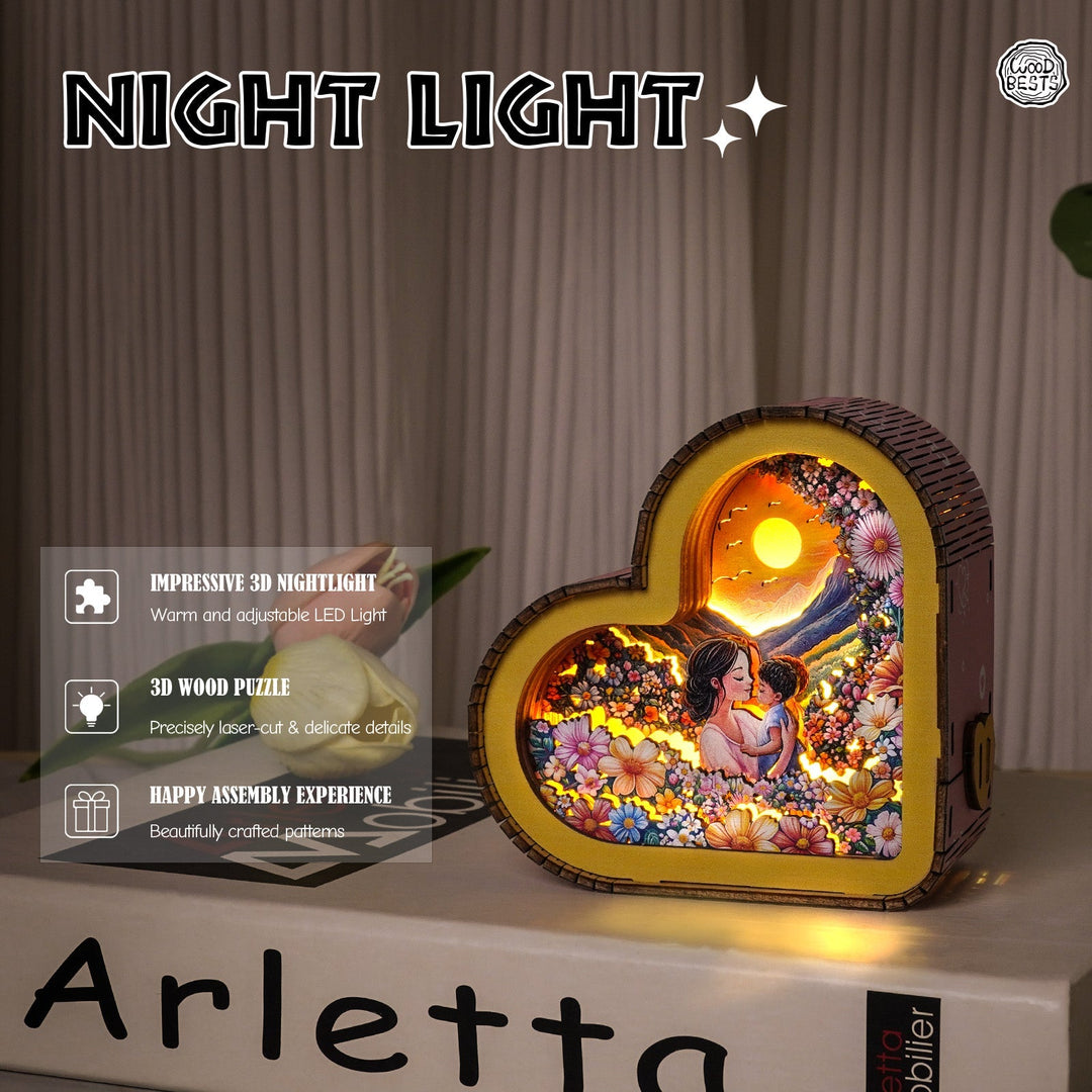 Der warme Schein mütterlicher Liebe - 3D Holz Nachtlicht Bausatz