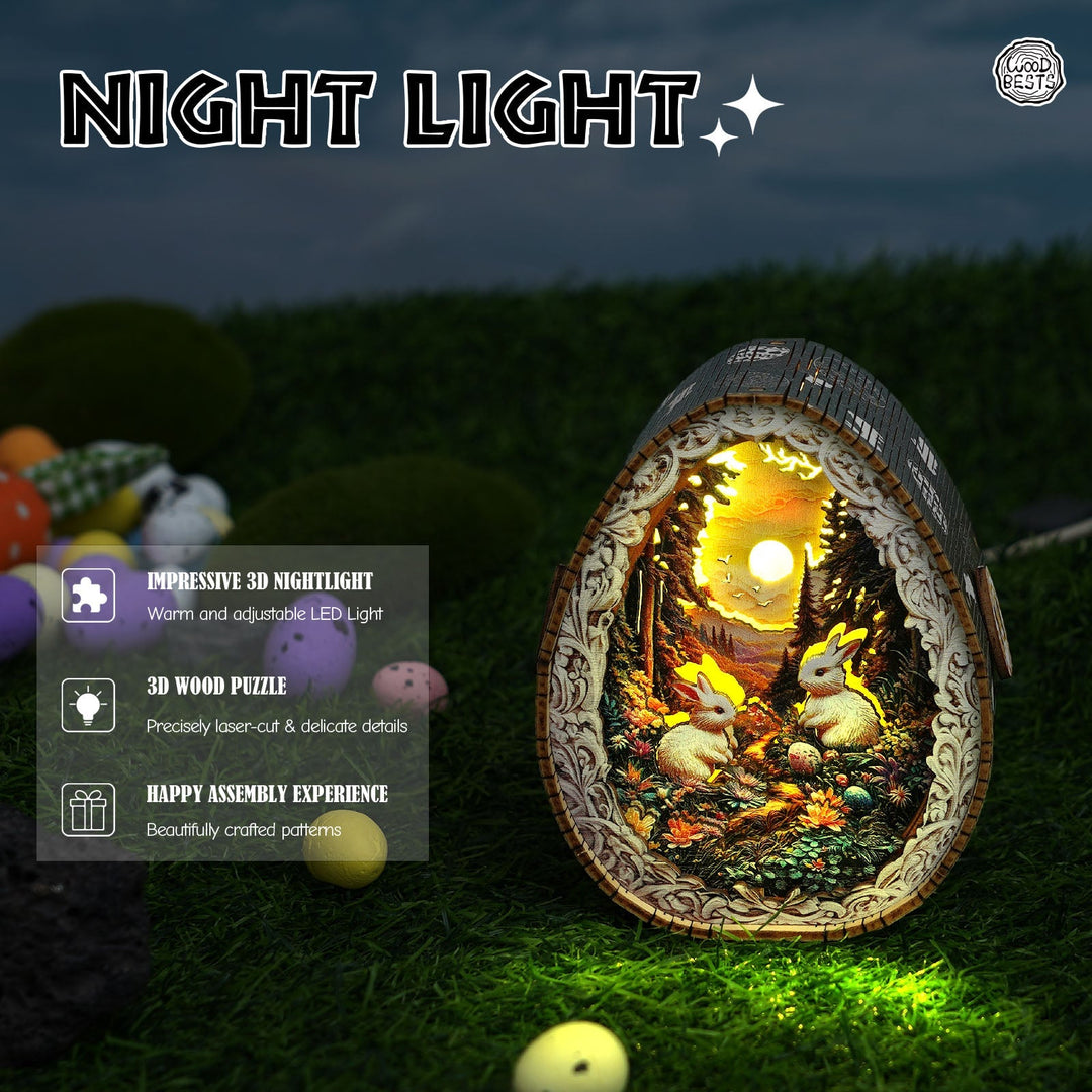 Hase im Wald - 3D Holz Nachtlicht Bausatz