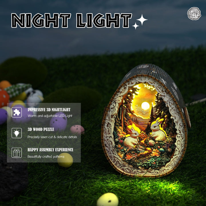 Hase im Wald - 3D Holz Nachtlicht Bausatz