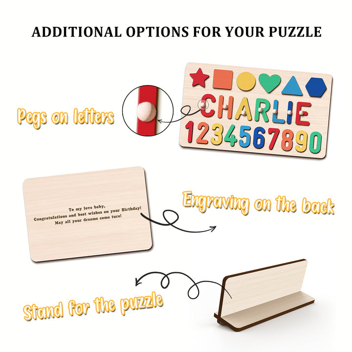 Personalisiertes Zahlen-und Formen Holz-Namen-Puzzle