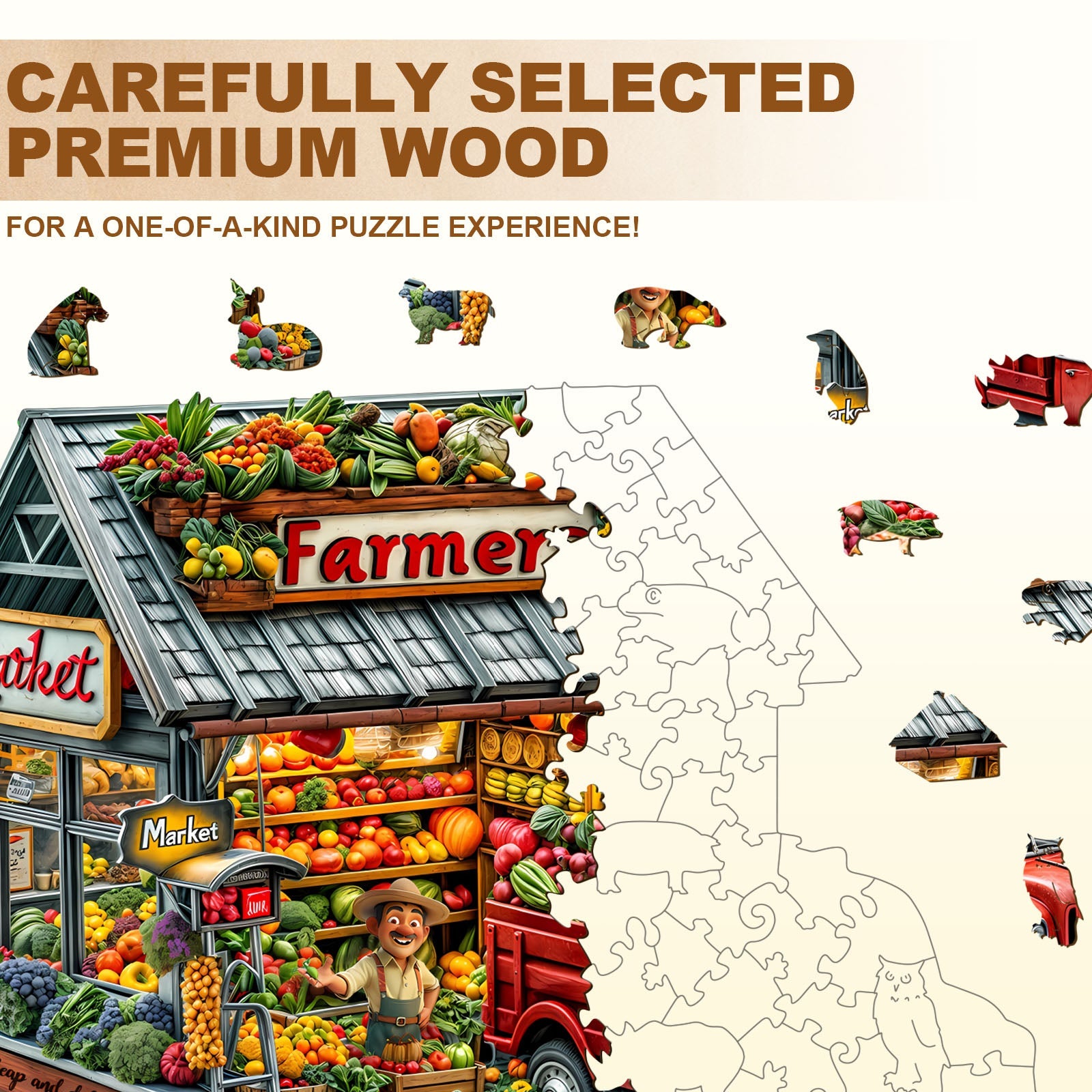 Bauern und Markt Holzpuzzle