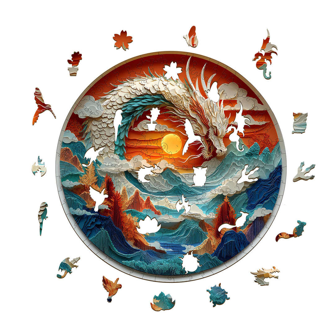 3D Colorful Dragon-1 Wooden Jigsaw Puzzle - By Woodbests