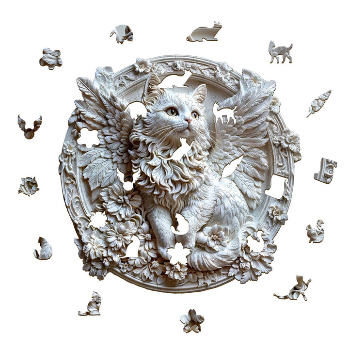 3D Engels-Katzen Holzpuzzle