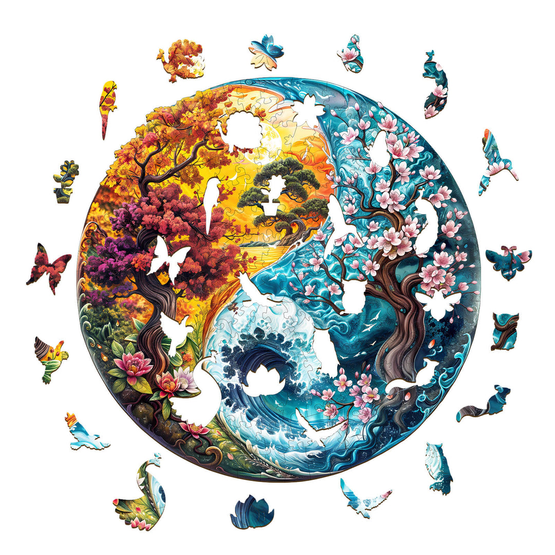 Yin-Yang Landschaft 1 Holzpuzzle
