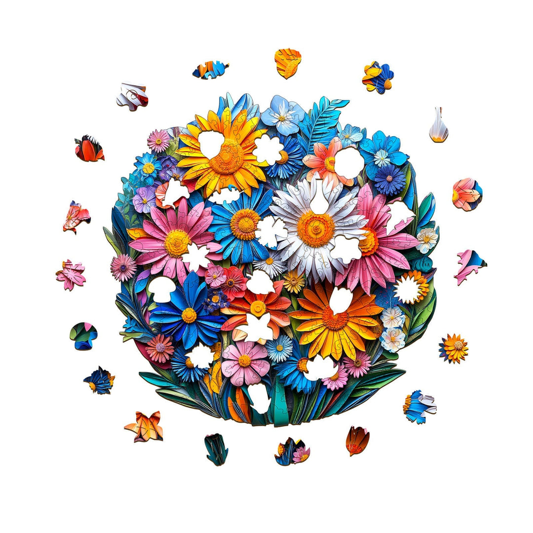 Scherenschnitt-Blumen Holzpuzzle