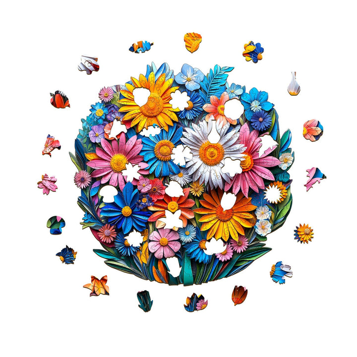 Scherenschnitt-Blumen Holzpuzzle
