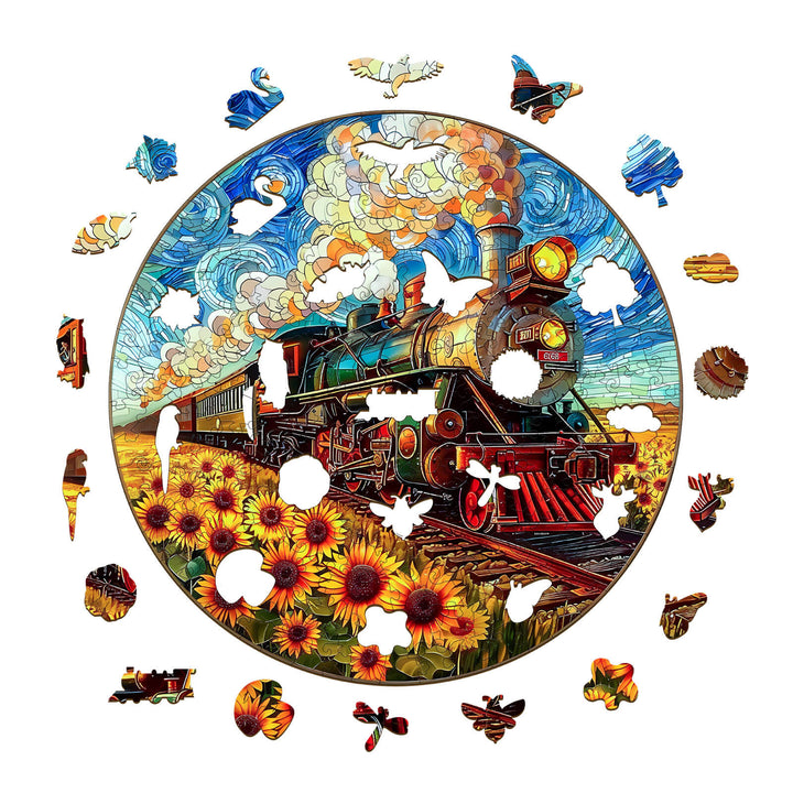 Blumenbahn Holzpuzzle