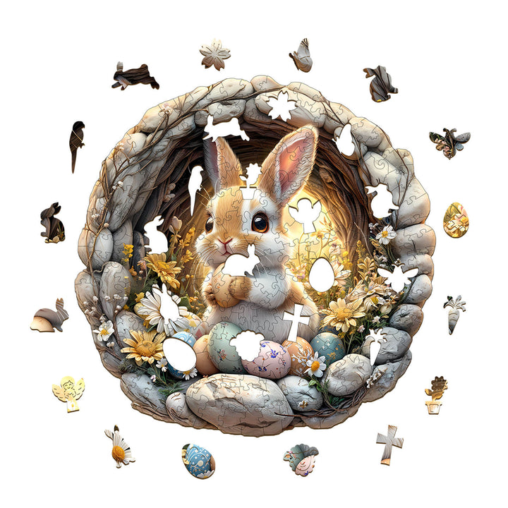 Osterhasen-Höhle Holzpuzzle