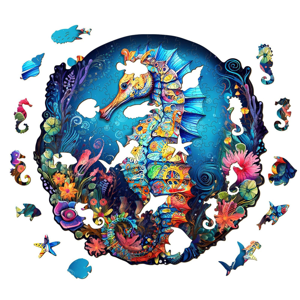 Seahorse 2 Wooden Jigsaw Puzzle-Woodbests
