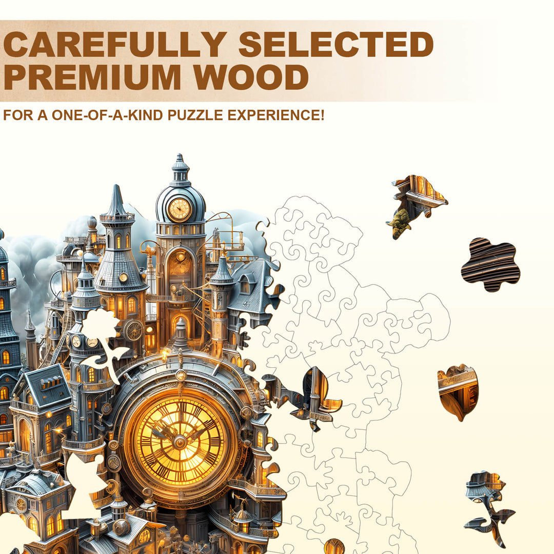 Uhrwerk-Stadt Holzpuzzle